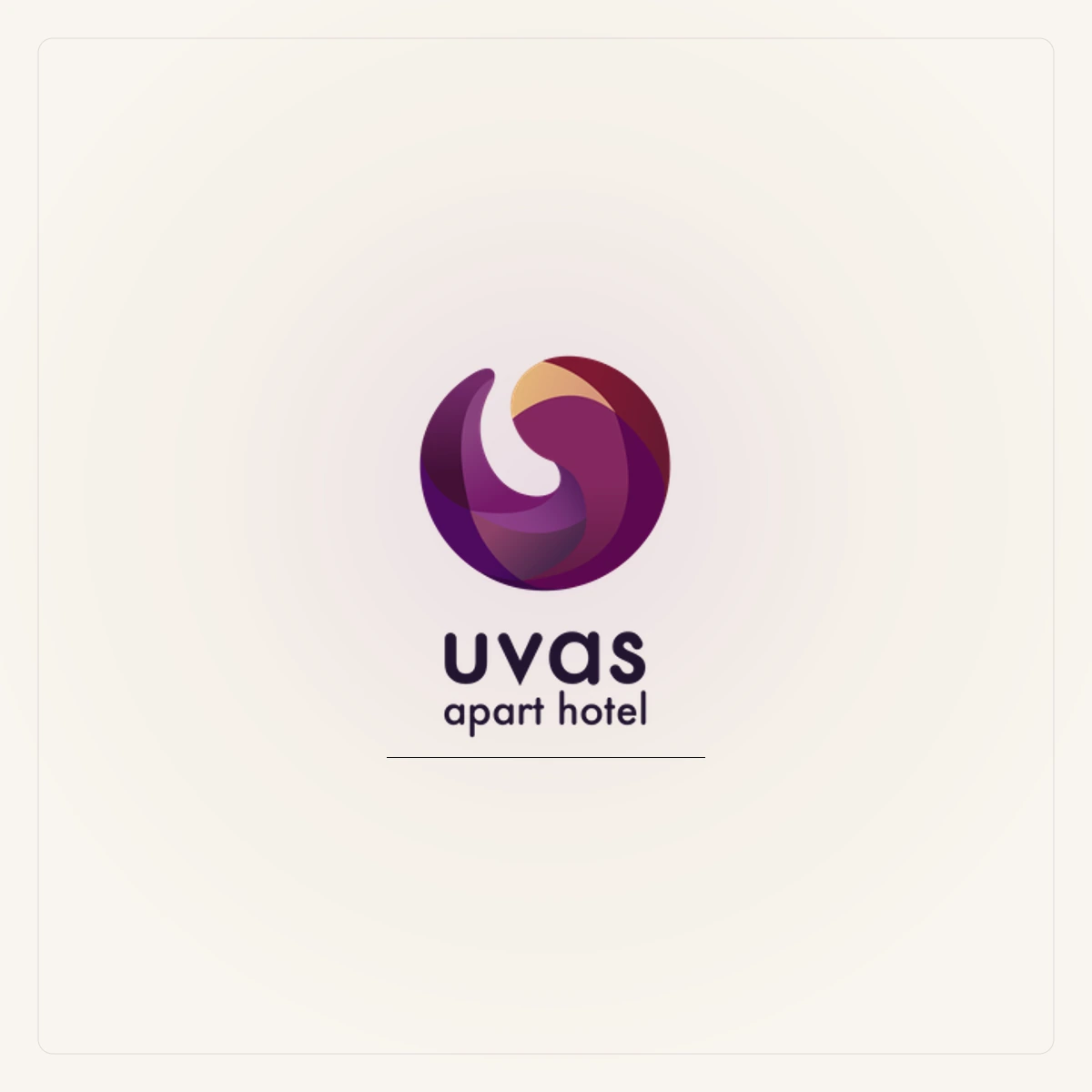 Logo de Uvas Apart Hotel sobre fondo marfil y bordó de su identidad visual